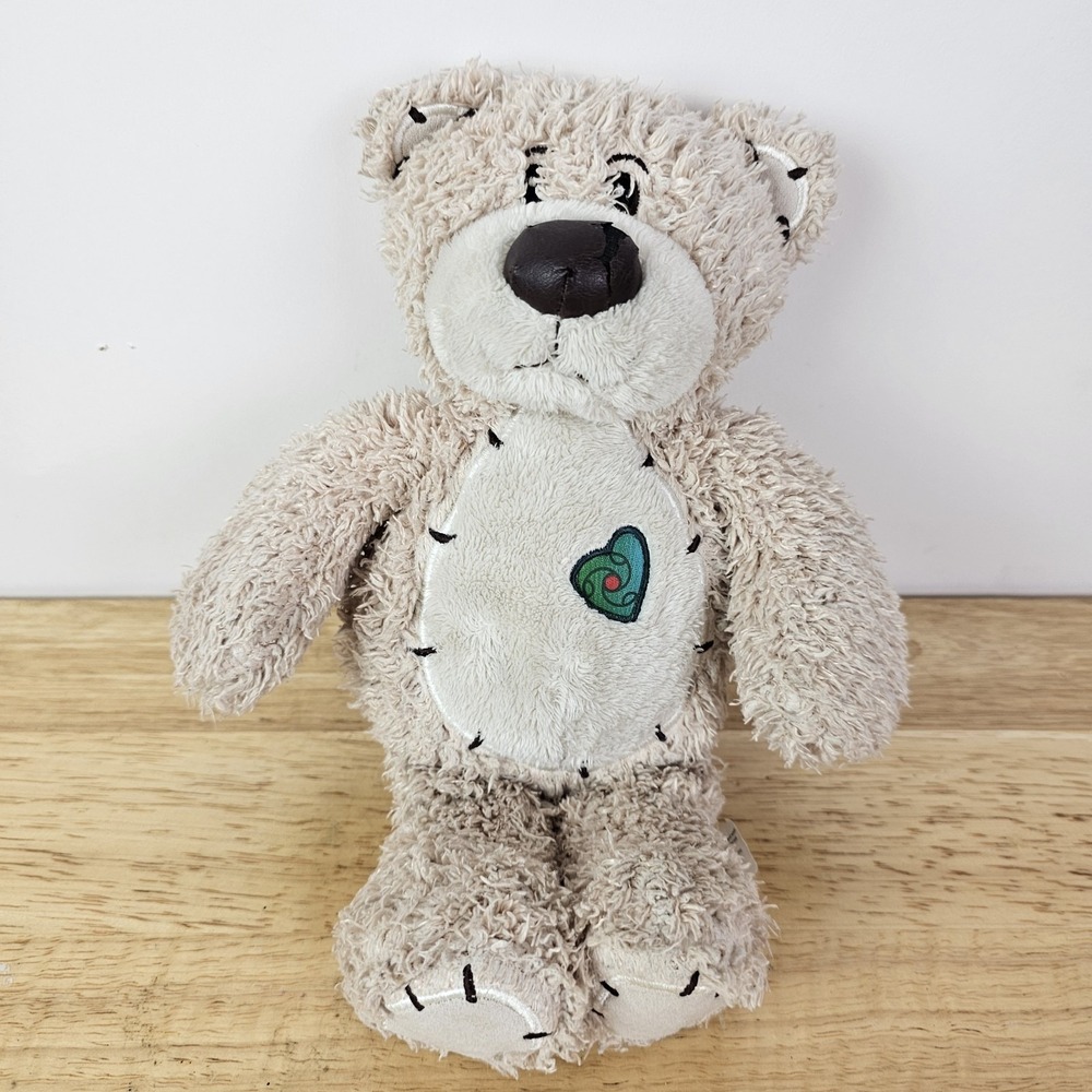 First & Main Baby Beige Soft Teddy Bear Heart Stuffed Animal Toy Nursery Gift